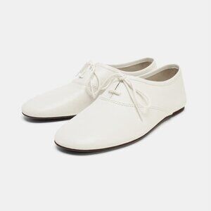 ZARA LEATHER LACE-UP LOW HEEL SHOES